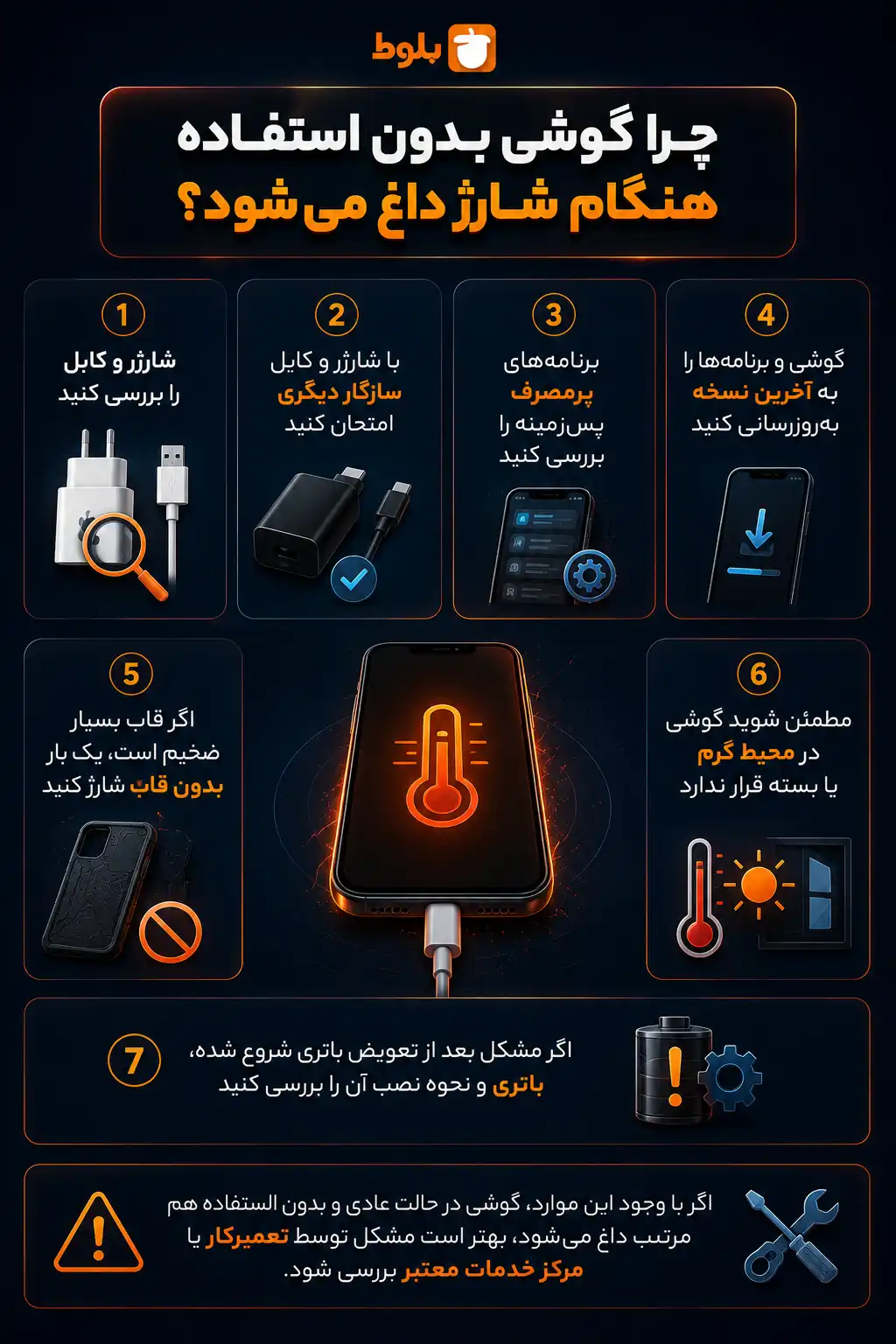 چرا گوشی بدون استفاده هنگام شارژ داغ می‌شود؟