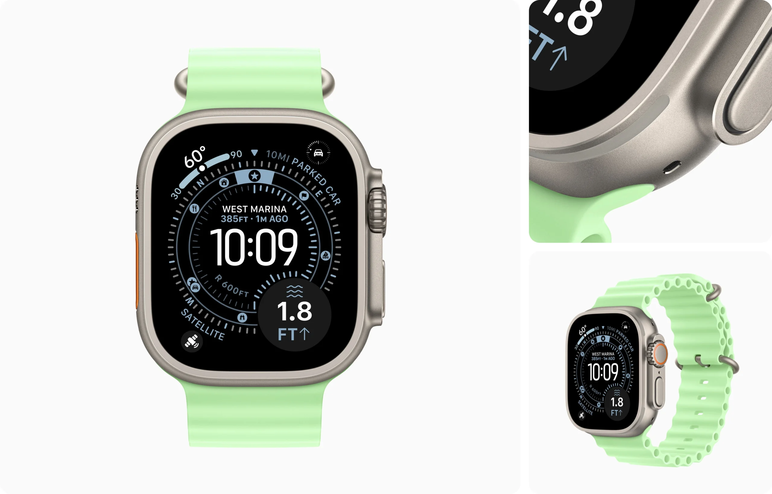 ساعت هوشمند Apple Watch Ultra 3 با رنگ سبز پاستیلی