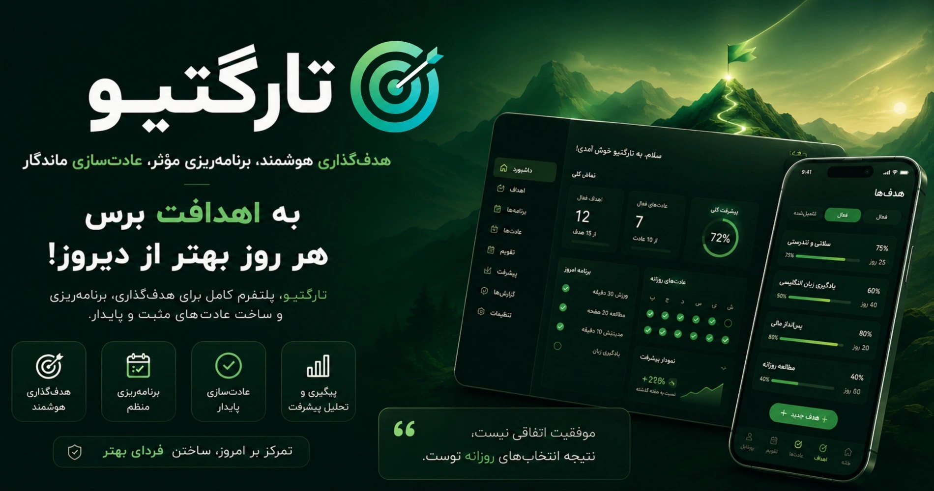 معرفی سایت هدف‌گذاری، برنامه‌ریزی و ایجاد عادتِ تارگتیو