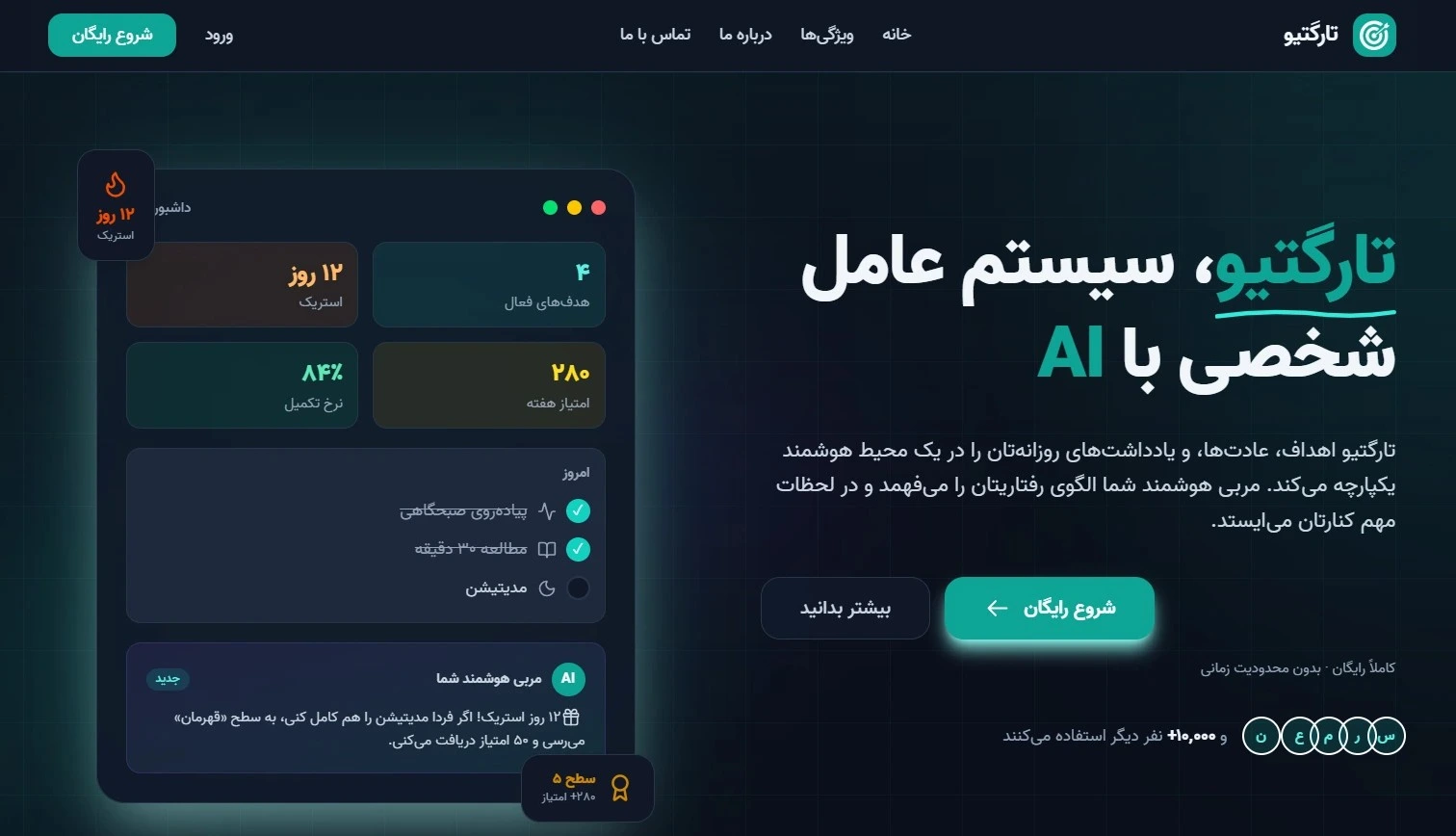 بهترین ابزار هدف‌گذاری و برنامه‌ریزی روزانه: سایت تارگتیو