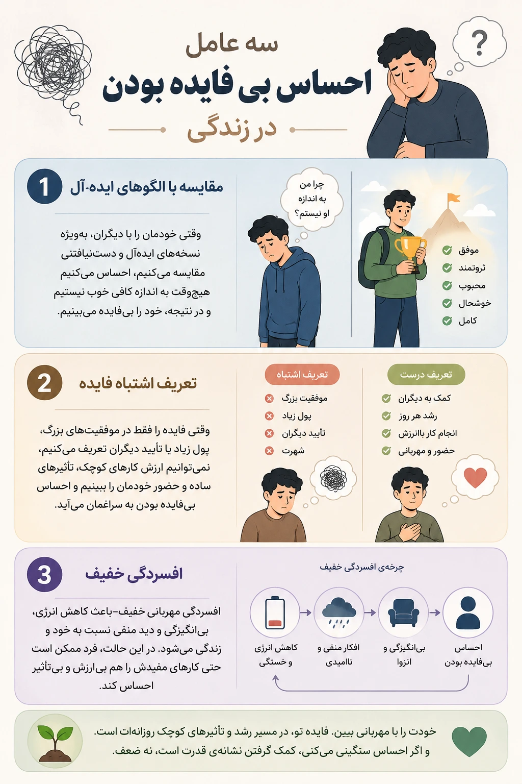 ۳ عامل احساس بی فایده بودن در زندگی 