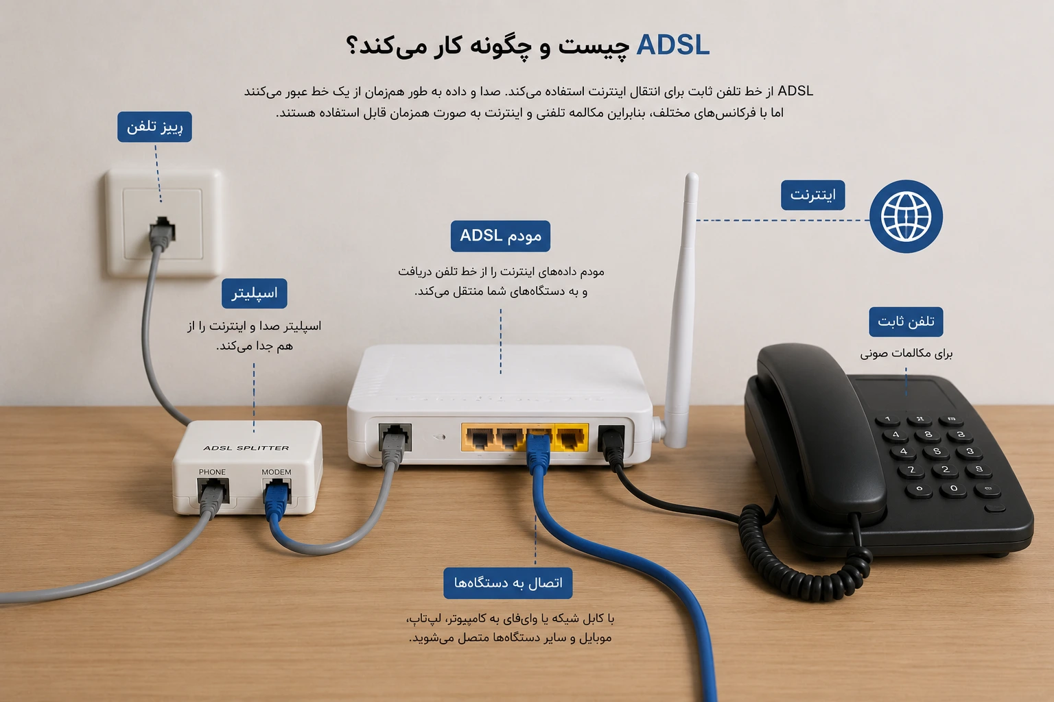 انواع اینترنت چیست؟ معرفی ADSL