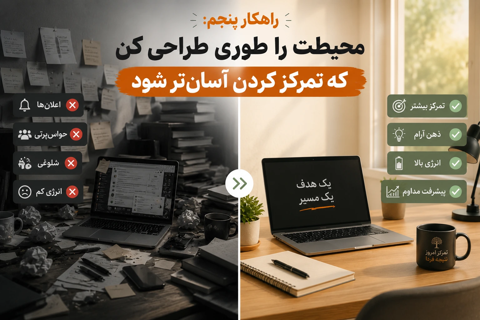 طراحی محیط مناسب برای افزایش تمرکز