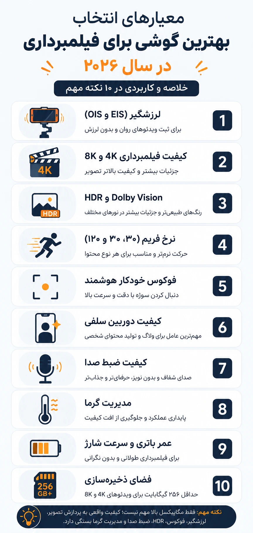 معیارهای انتخاب بهترین گوشی برای فیلمبرداری در سال ۲۰۲۶