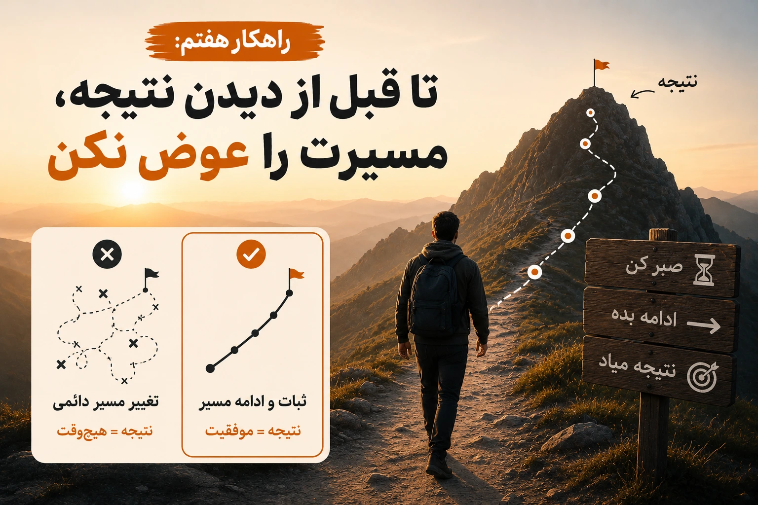 عدم تغییر مسیر تا قبل از دیدن نتیجه