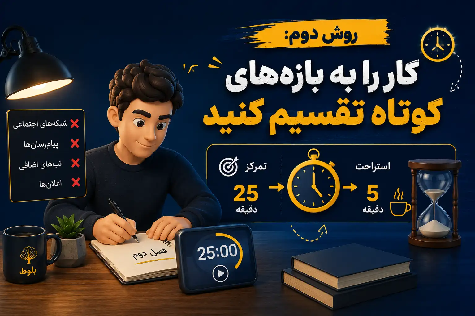 روش دوم: کار را به بازه‌های کوتاه تقسیم کنید