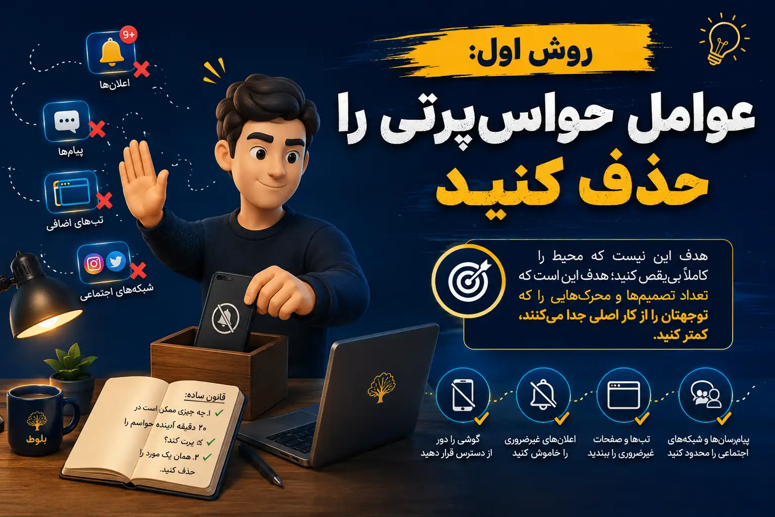 روش اول: عوامل حواس‌پرتی را حذف کنید 