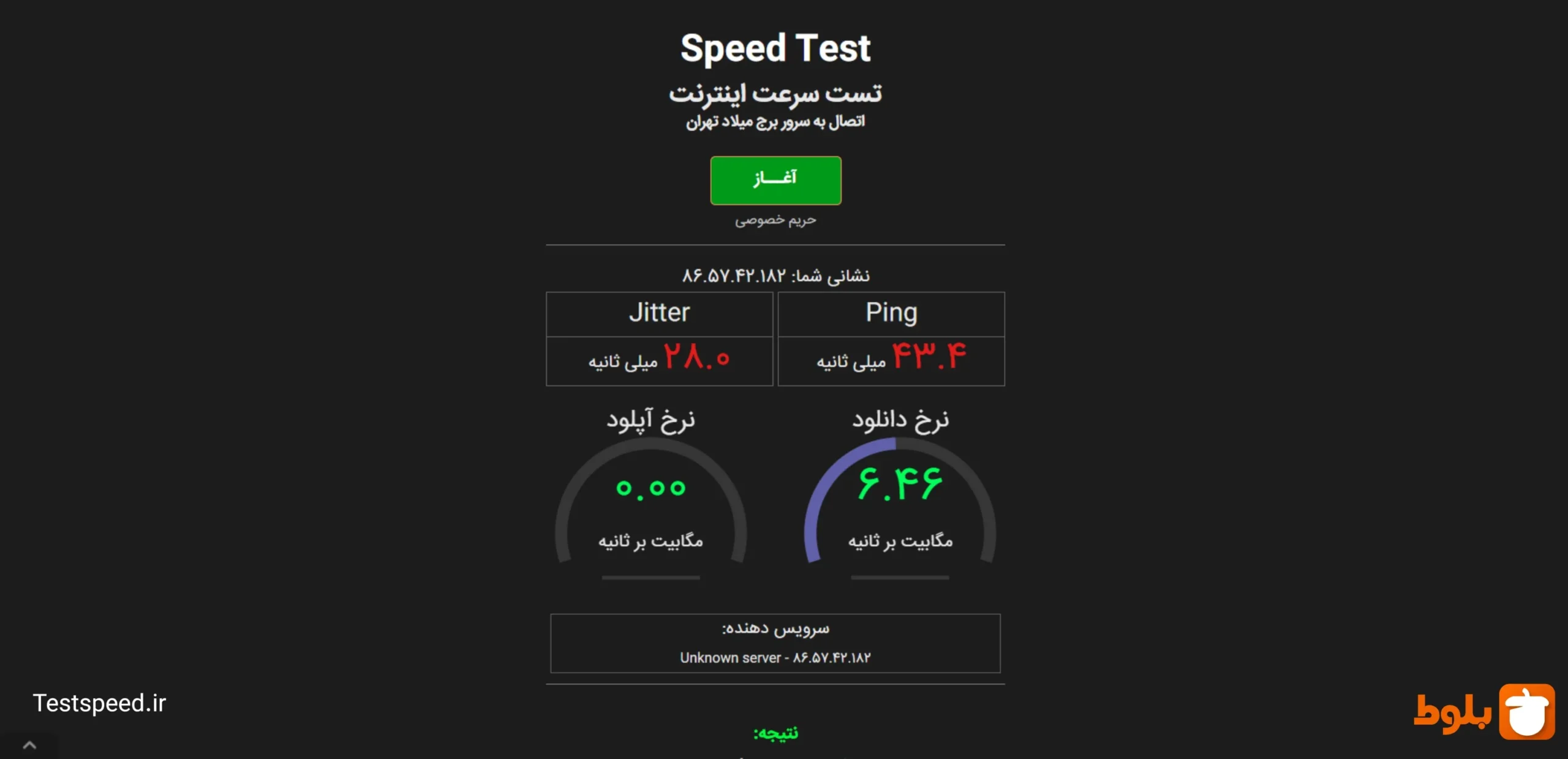 Testspeed- ابزار ایرانی تست سرعت اینترنت